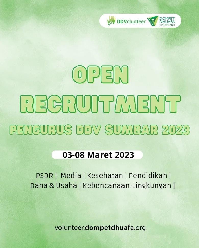 Open Recruitment Pengurus / Anggota Bidang DDV Sumbar 2023