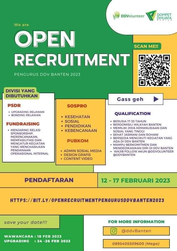 Pendaftaran Pengurus DDV Banten 2023