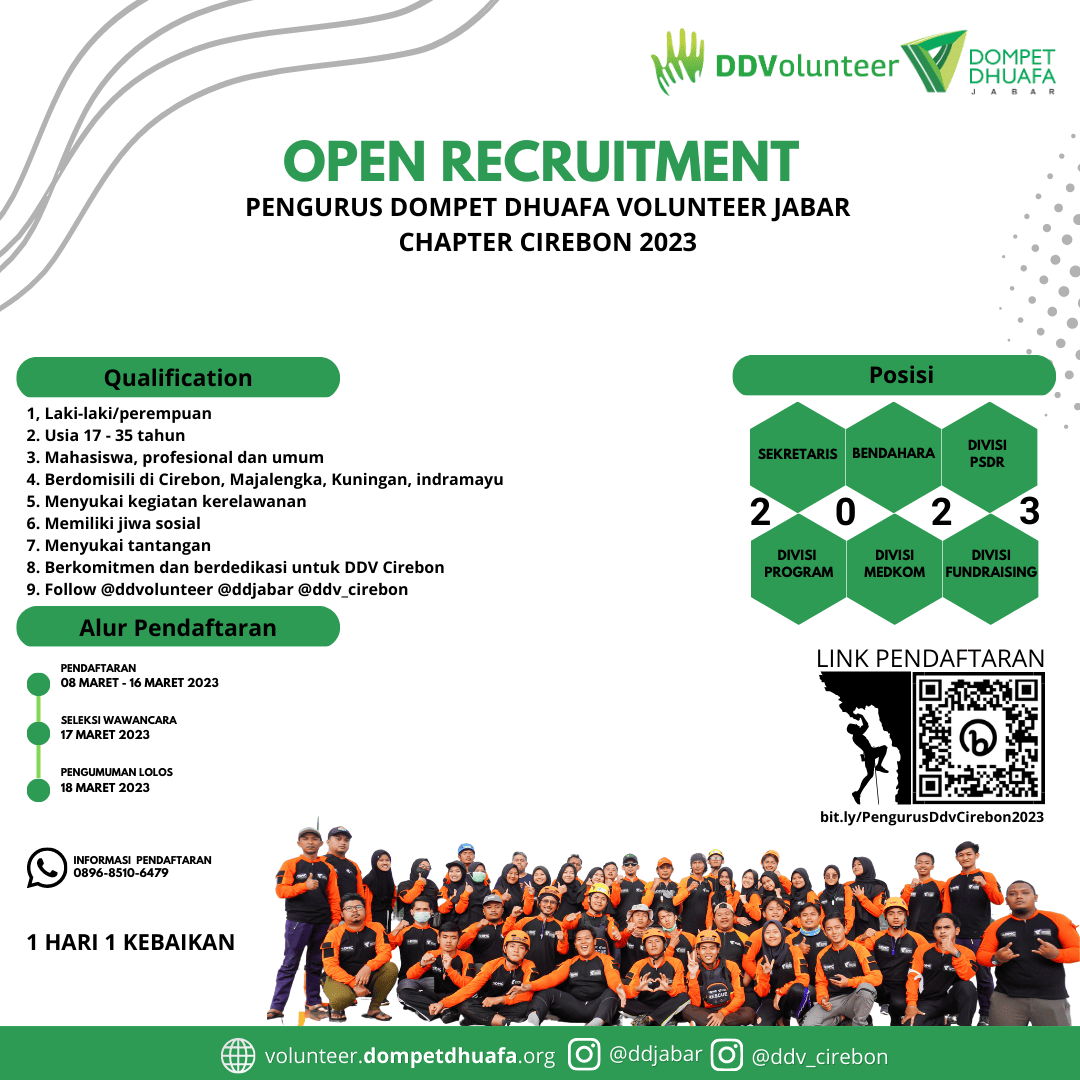 Pendaftaran Relawan Dompet Dhuafa Volunteer chapter Cirebon 2023